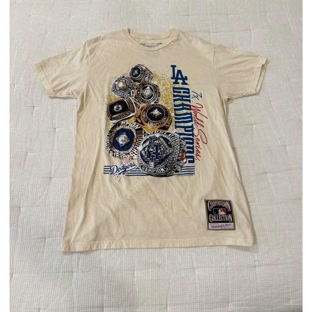 MLB Mitchell & Ness Dodgers world series rings shirt